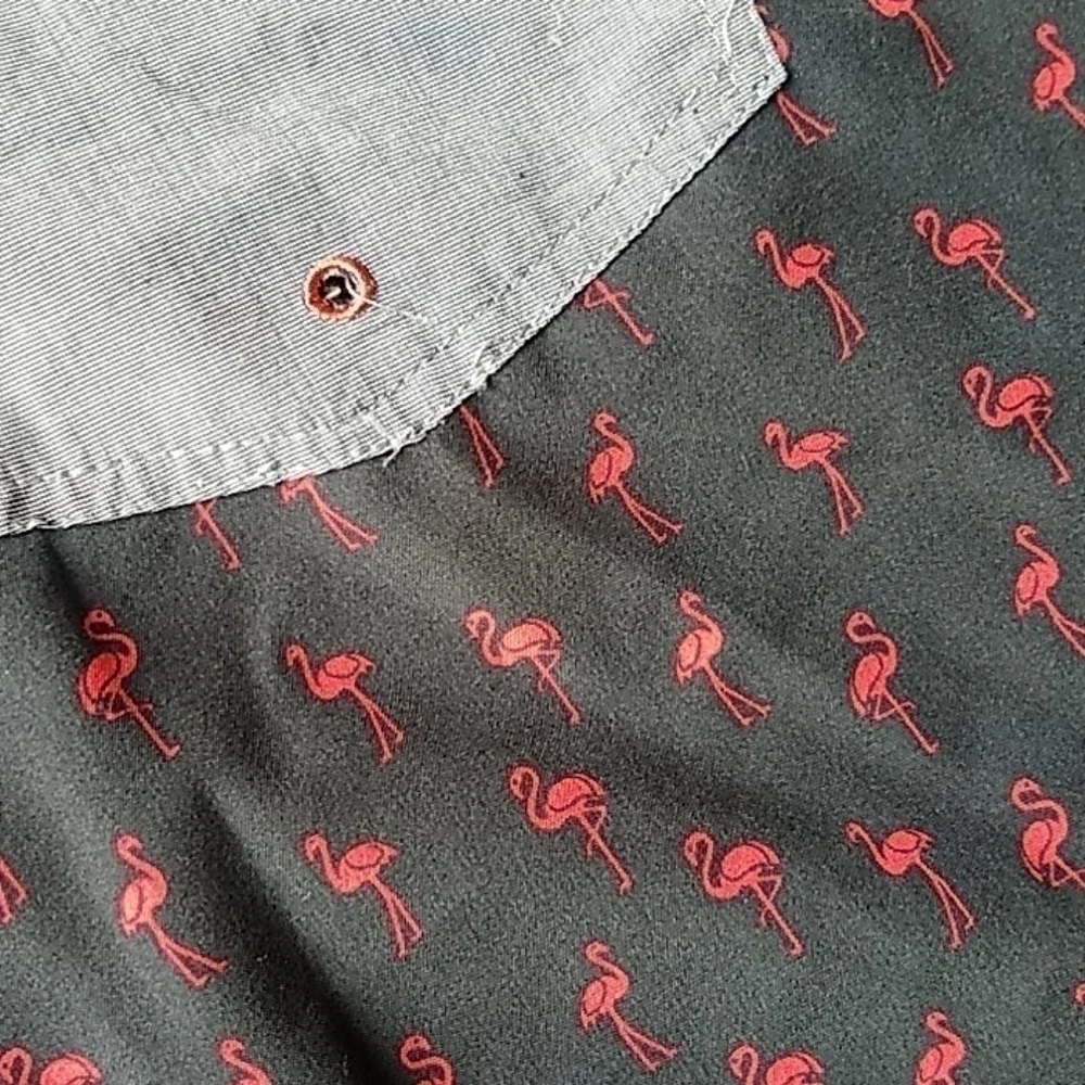 Swim Pink Flamingo Cargo Denim Pocket Blue Trunks Sz.XL